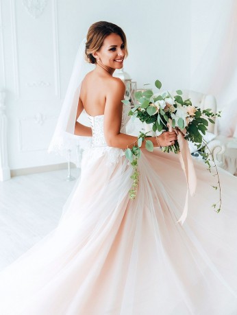 Beautiful bride with bouquet